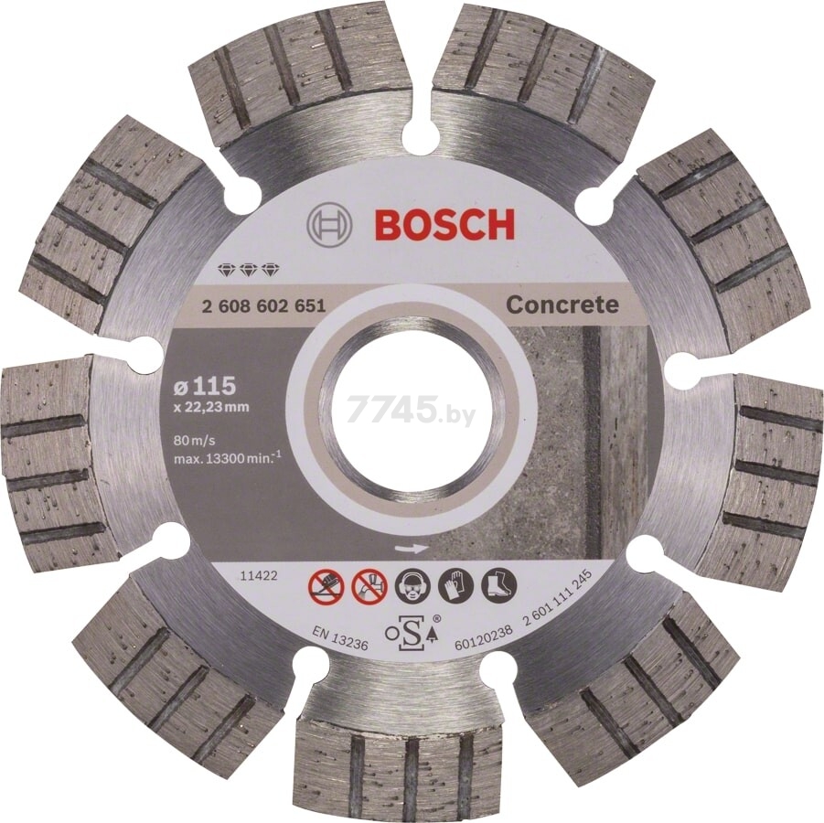 Круг алмазный 115х22 мм BOSCH Best for Concrete (2608602651)
